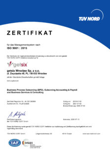 getsix Wrocław ISO 9001 Zertifikat